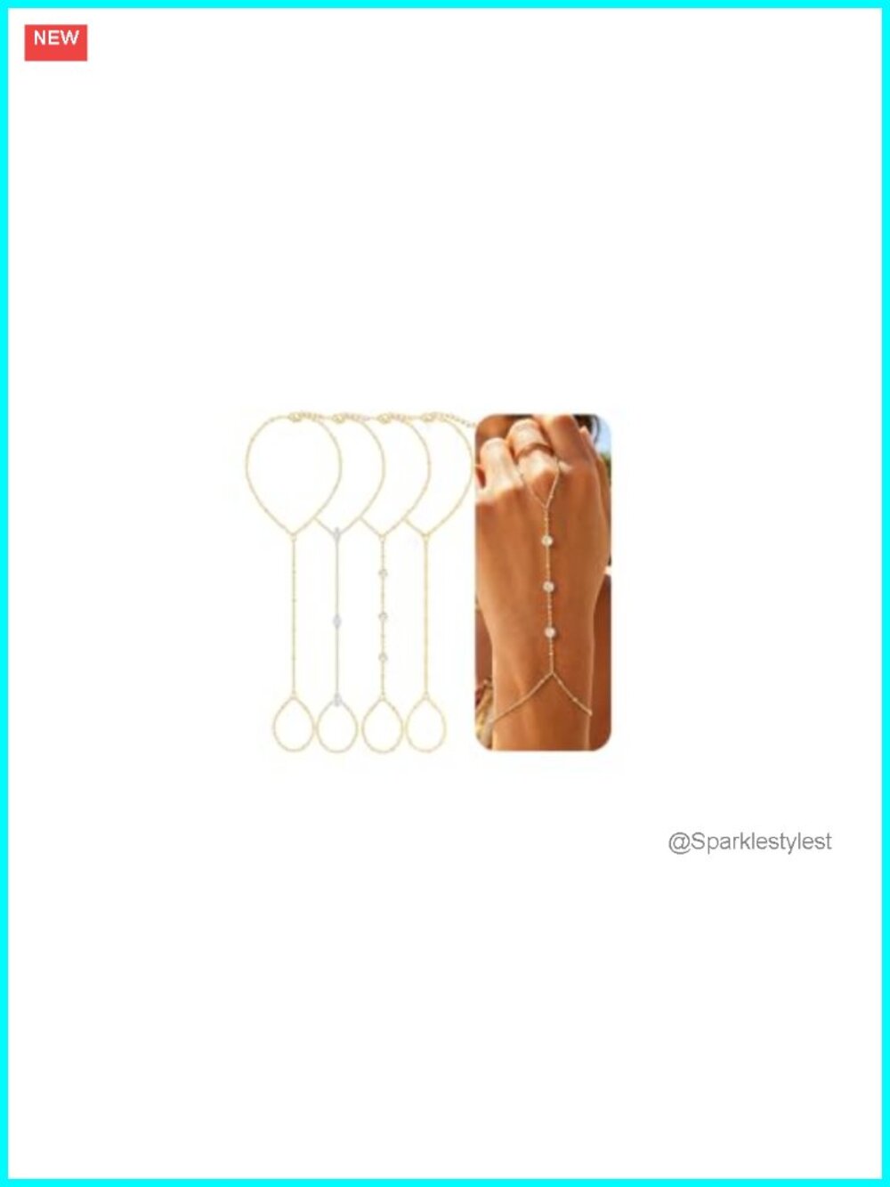 4PCS 14K Gold Plated Hand Chain Bracelet Set Dainty Stackable Finger